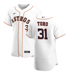 Men Houston Astros 31 Abraham Toro Men Nike White Home 2020 Flex Base Player MLB Jersey