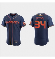 Men Houston Astros 34 Nolan Ryan 2022 Navy City Connect Flex Base Stitched Baseball jersey