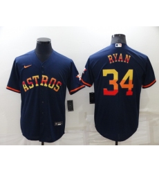 Men Houston Astros 34 Nolan Ryan 2022 Navy Cool Base Stitched Jerse