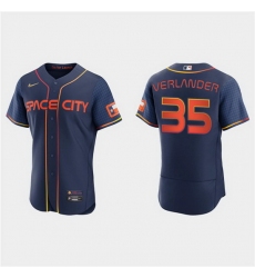 Men Houston Astros 35 Justin Verlander 2022 Navy City Connect Flex Base Stitched Baseball jersey