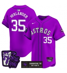 Men Houston Astros  35 Justin Verlander DJ Screw Still Tippin Purple Patch Vapor Limited Stitched Baseball Jersey