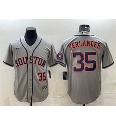 Men Houston Astros 35 Justin Verlander Gray With Patch Cool Base Stitched Jersey