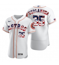 Men Houston Astros 35 Justin Verlander Men Nike White Fluttering USA Flag Limited Edition Flex Base MLB Jersey