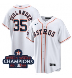Men Houston Astros 35 Justin Verlander White 2022 World Series Champions Home Stitched Baseball Jersey