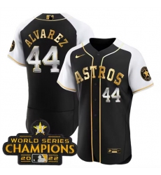 Men Houston Astros 44 Yordan Alvarez 2023 Black Gold Alternate Flex Base Stitched Baseball Jersey