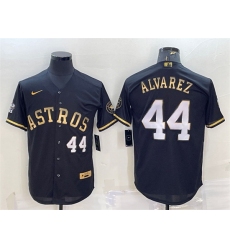 Men Houston Astros 44 Yordan Alvarez Black Gold 2022 World Series Stitched Baseball Jersey