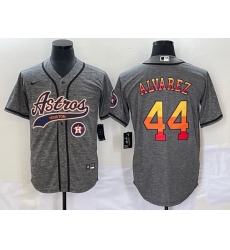 Men Houston Astros 44 Yordan Alvarez Gray With Patch Cool Base Stitched Baseball Jersey