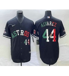 Men Houston Astros 44 Yordan Alvarez Number Mexico Black Cool Base Stitched Baseball Jersey