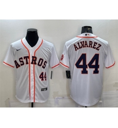 Men Houston Astros 44 Yordan Alvarez White With Patch Cool Base Stitched Jersey