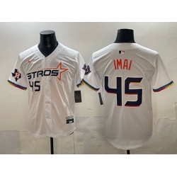 Men Houston Astros 45 Tatsuya Imai White 2025 City Connect With Texas Patch Limited Stitched Baseball Jersey