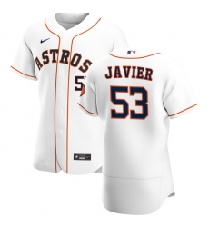 Men Houston Astros 53 Cristian Javier Men Nike White Home 2020 Flex Base Player MLB Jersey