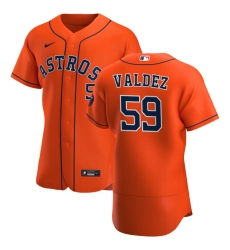 Men Houston Astros 59 Framber Valdez Men Nike Orange Alternate 2020 Flex Base Team MLB Jersey