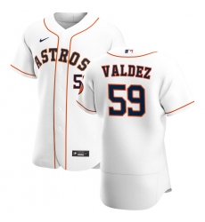 Men Houston Astros 59 Framber Valdez Men Nike White Home 2020 Flex Base Player MLB Jersey
