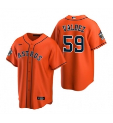 Men Houston Astros 59 Framber Valdez Orange Cool Base Stitched Baseball Jersey