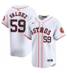 Men Houston Astros 59 Framber Valdez White 2024 Home Limited Stitched Baseball Jersey