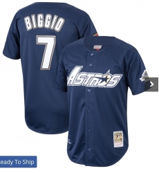 Men Houston Astros 7 Craig Biggio Navy Blue Throwback Stitched MLB Jersey