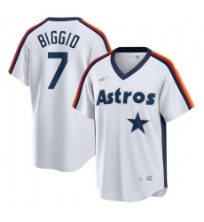 Men Houston Astros 7 Craig Biggio White Cool Base Stitched Jersey