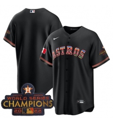 Men Houston Astros Blank Black Mexico With World Serise Champions Patch Cool Base Stitched Baseball Jersey