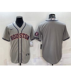 Men Houston Astros Blank Grey With Patch Cool Base Stitched Jersey