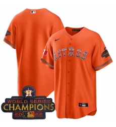 Men Houston Astros Blank Orange Mexico With World Serise Champions Patch Cool Base Stitched Baseball Jersey