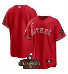 Men Houston Astros Blank Red Mexico With World Serise Champions Patch Cool Base Stitched Baseball Jersey