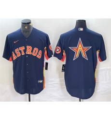Men Houston Astros Grey Team Big Logo With Patch Cool Base Stitched Baseball Jersey