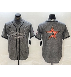 Men Houston Astros Grey Team Big Logo With Patch Cool Base Stitched Baseball Jerseys 1