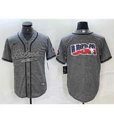 Men Houston Astros Grey Team Big Logo With Patch Cool Base Stitched Baseball Jerseys