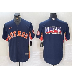 Men Houston Astros Navy Team Big Logo With Patch Cool Base Stitched Baseball Jersey