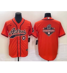 Men Houston Astros Orange Team Big Logo With Patch Cool Base Stitched Baseball Jersey 3