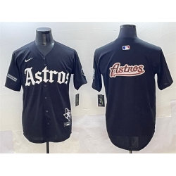 Men Houston Astros Team Big Logo Black Gothic  27Houston Born Barrio Raised 27 Limited Stitched Baseball Jersey 2