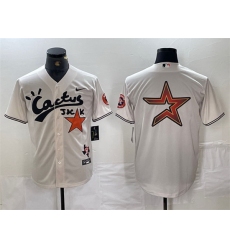 Men Houston Astros Team Big Logo Cream Cactus Jack Vapor Premier Limited Stitched Baseball Jersey 3