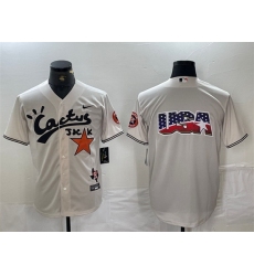 Men Houston Astros Team Big Logo Cream Cactus Jack Vapor Premier Limited Stitched Baseball Jersey