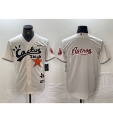 Men Houston Astros Team Big Logo Cream Cactus Jack Vapor Premier Limited Stitched Baseball Jerseys 1