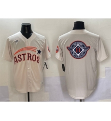 Men Houston Astros Team Big Logo Cream Throwback Cooperstown Collection Limited Stitched Baseball Jersey 002