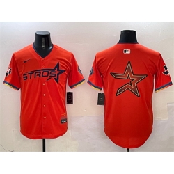 Men Houston Astros Team Big Logo Orange 2025 City Connect With Texas Patch Limited Stitched Baseball Jersey 002
