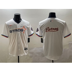 Men Houston Astros Team Big Logo White 2025 City Connect Limited Stitched Baseball Jersey 003