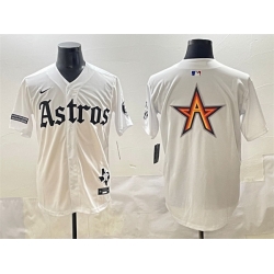 Men Houston Astros Team Big Logo White Gothic  27Houston Born Barrio Raised 27 Limited Stitched Baseball Jersey 004