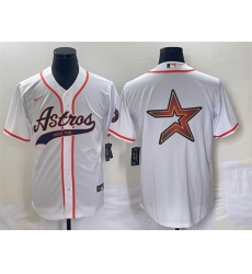 Men Houston Astros White Team Big Logo Cool Base Stitched Baseball Jersey