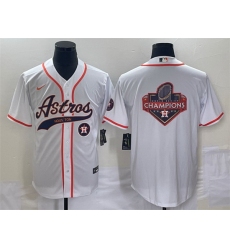 Men Houston Astros White Team Big Logo With Patch Cool Base Stitched Baseball Jersey