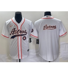 Men Houston Astros White Team Big Logo With Patch Cool Base Stitched Baseball Jerseys