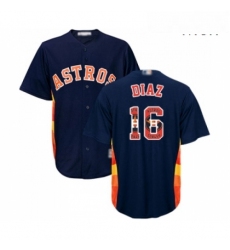 Mens Houston Astros 16 Aledmys Diaz Authentic Navy Blue Team Logo Fashion Cool Base Baseball Jersey 