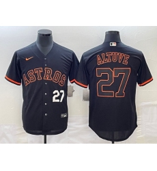 Men's Houston Astros #27 Jose Altuve Number Lights Out Black Fashion Stitched MLB Cool Base Nike Jersey2