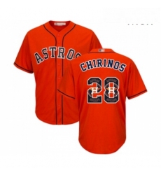 Mens Houston Astros 28 Robinson Chirinos Authentic Orange Team Logo Fashion Cool Base Baseball Jersey 