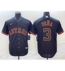 Men's Houston Astros #3 Jeremy Pena Lights Out Black Fashion Stitched MLB Cool Base Nike Jersey