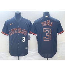 Men's Houston Astros #3 Jeremy Pena Number Lights Out Black Fashion Stitched MLB Cool Base Nike Jerseys