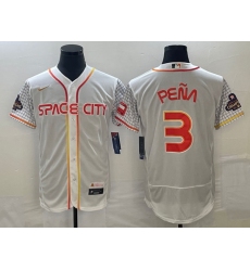 Men's Houston Astros #3 Jeremy Pena Number White 2023 City Connect Flex Base Stitched Jersey3