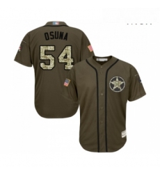 Mens Houston Astros 54 Roberto Osuna Authentic Green Salute to Service Baseball Jersey 