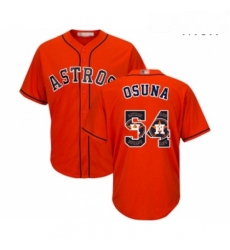Mens Houston Astros 54 Roberto Osuna Authentic Orange Team Logo Fashion Cool Base Baseball Jersey 
