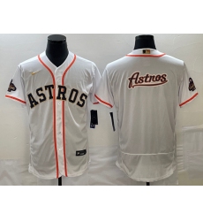 Men's Houston Astros Big Logo 2023 White Gold World Serise Champions Patch Flex Base Stitched Jersey1